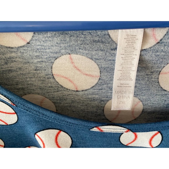 Lularoe Classic T UNICORN Tshirt Baseball print top Blue 2XL EUC - Picture 6 of 7